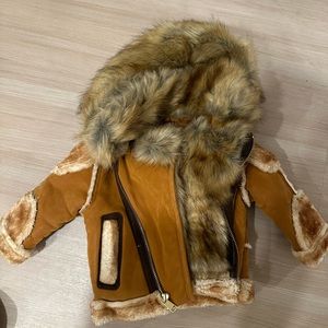 BRAND NEW JORDAN CRAIG - KIDS EL JEFE SHEARLING MOTO JACKET